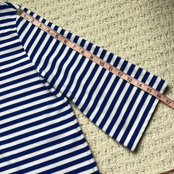 Anthropologie Blue & White Striped Back Zip Top Size Small - Picture 9 of 9
